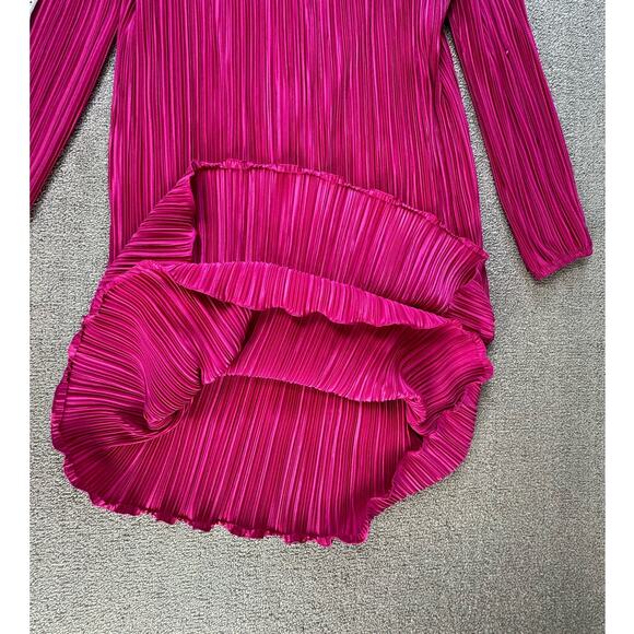 Vintage After Dark Dress Womens Medium Cocktail Micro Pleated Tiered Pink - Picture 6 of 10